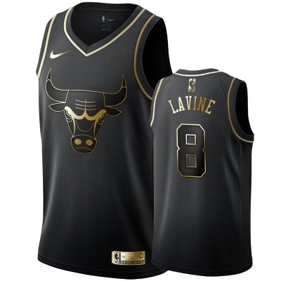 Nike Chicago Bulls #8 Zach LaVine Men's Black Golden Edition Swingman NBA Jersey Men's